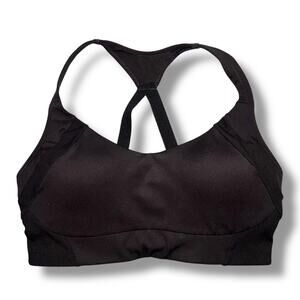 Avia Womens Sports Bra Adjustable Racerback Lightly Lined Solid Black Large